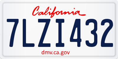 CA license plate 7LZI432
