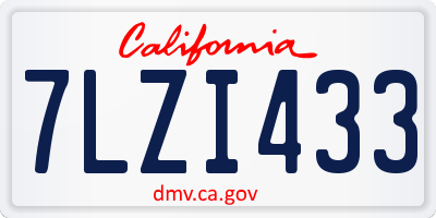 CA license plate 7LZI433