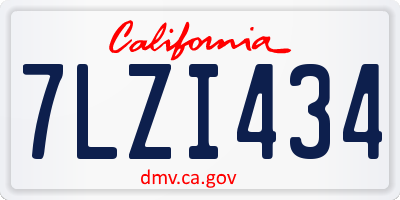 CA license plate 7LZI434