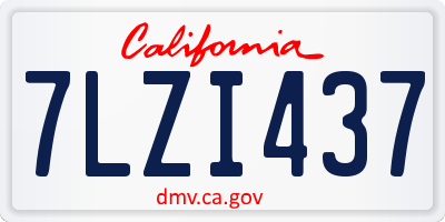 CA license plate 7LZI437