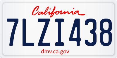 CA license plate 7LZI438