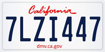 CA license plate 7LZI447