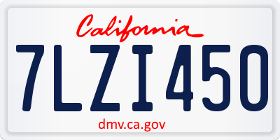 CA license plate 7LZI450