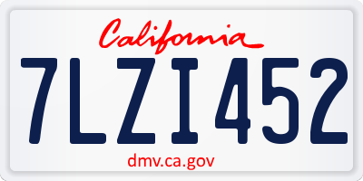 CA license plate 7LZI452