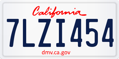 CA license plate 7LZI454