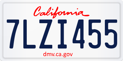 CA license plate 7LZI455