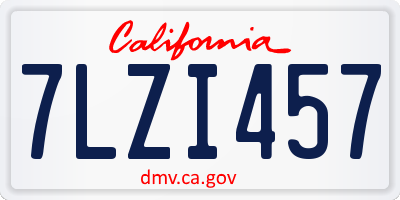 CA license plate 7LZI457