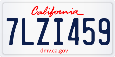 CA license plate 7LZI459