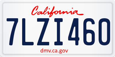 CA license plate 7LZI460