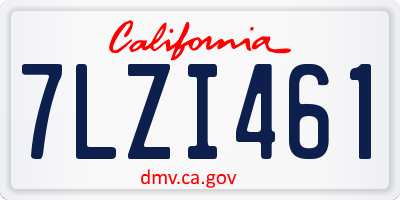 CA license plate 7LZI461