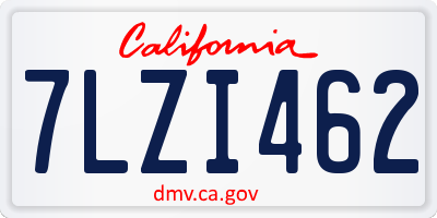 CA license plate 7LZI462
