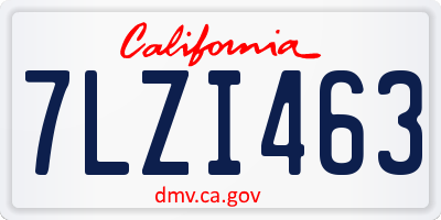 CA license plate 7LZI463