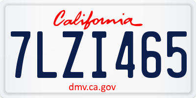 CA license plate 7LZI465