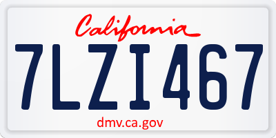 CA license plate 7LZI467