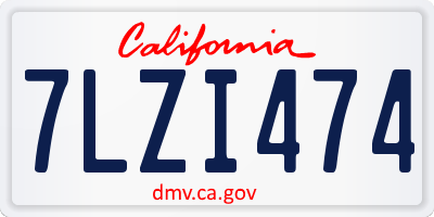 CA license plate 7LZI474