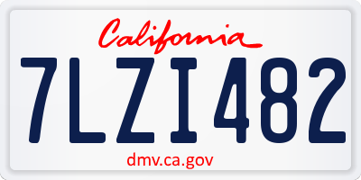 CA license plate 7LZI482