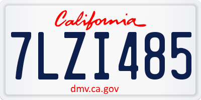 CA license plate 7LZI485
