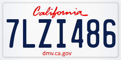 CA license plate 7LZI486