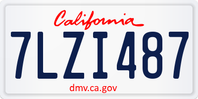 CA license plate 7LZI487