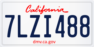 CA license plate 7LZI488