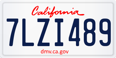CA license plate 7LZI489