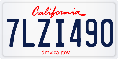 CA license plate 7LZI490