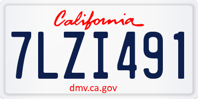 CA license plate 7LZI491