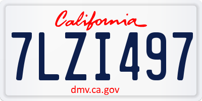 CA license plate 7LZI497