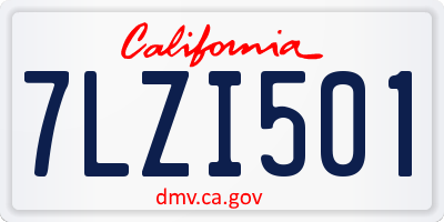 CA license plate 7LZI501