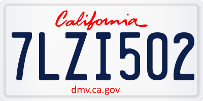 CA license plate 7LZI502