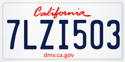 CA license plate 7LZI503