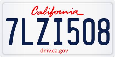 CA license plate 7LZI508