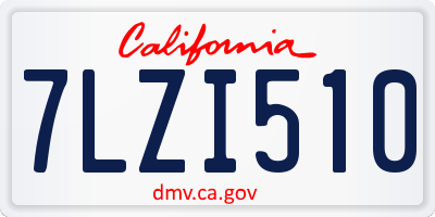 CA license plate 7LZI510