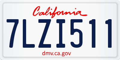 CA license plate 7LZI511