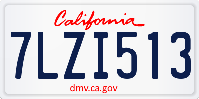 CA license plate 7LZI513