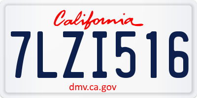 CA license plate 7LZI516