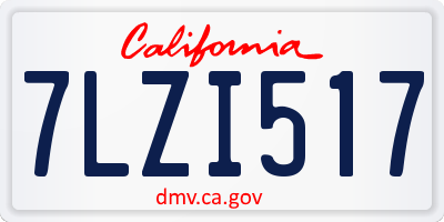 CA license plate 7LZI517