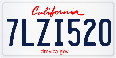 CA license plate 7LZI520