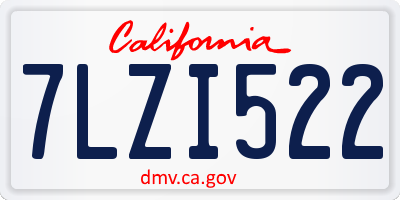 CA license plate 7LZI522