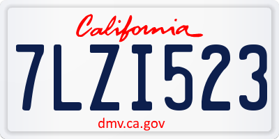 CA license plate 7LZI523