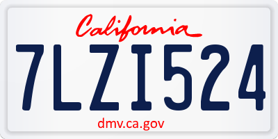 CA license plate 7LZI524