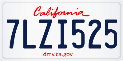 CA license plate 7LZI525