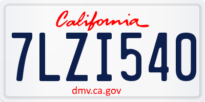 CA license plate 7LZI540
