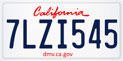 CA license plate 7LZI545
