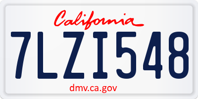 CA license plate 7LZI548
