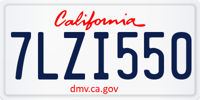 CA license plate 7LZI550