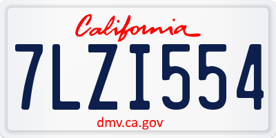 CA license plate 7LZI554