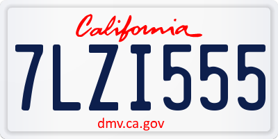 CA license plate 7LZI555