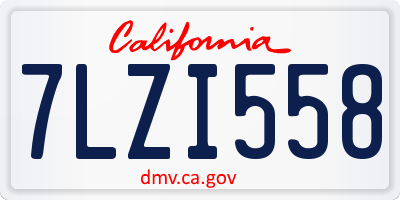 CA license plate 7LZI558