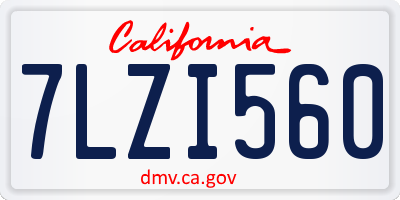 CA license plate 7LZI560